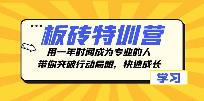 板砖特训营，用一年时间成为专业的人，带你突破行动局限，快速成长鱼涯创客-网创项目资源站-副业项目-创业项目-搞钱项目鱼涯创客