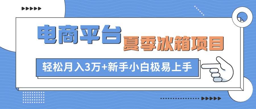 电商平台夏季冰箱项目，轻松月入3万+，新手小白极易上手鱼涯创客-网创项目资源站-副业项目-创业项目-搞钱项目鱼涯创客