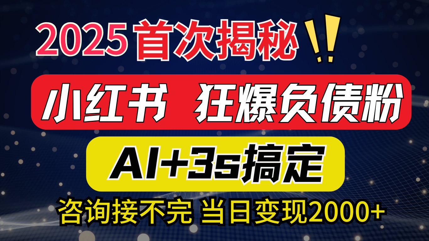 2025引流天花板：最新小红书狂暴负债粉思路，咨询接不断，当日入2000+鱼涯创客-网创项目资源站-副业项目-创业项目-搞钱项目鱼涯创客