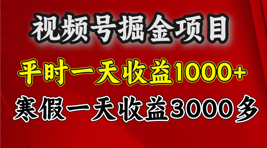 视频号掘金项目，寒假一天收益3000多鱼涯创客-网创项目资源站-副业项目-创业项目-搞钱项目鱼涯创客